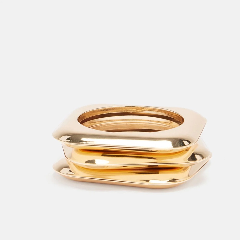 •Don’t Be Square• 3-Piece Gold Bangle Set - Picture 2 of 2